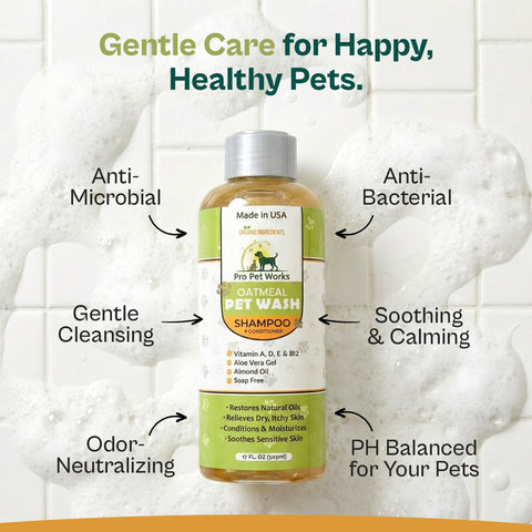 Image of Pro Pet Works Natural, Organic Oatmeal 5 in 1 Shampoo+Conditioner For Dogs & Cats With Sensitive Skin(Antimicrobial & Antibacterial)