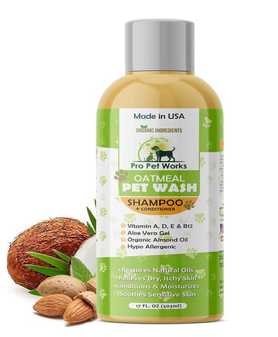 Image of Pro Pet Works Natural, Organic Oatmeal 5 in 1 Shampoo+Conditioner For Dogs & Cats With Sensitive Skin(Antimicrobial & Antibacterial)