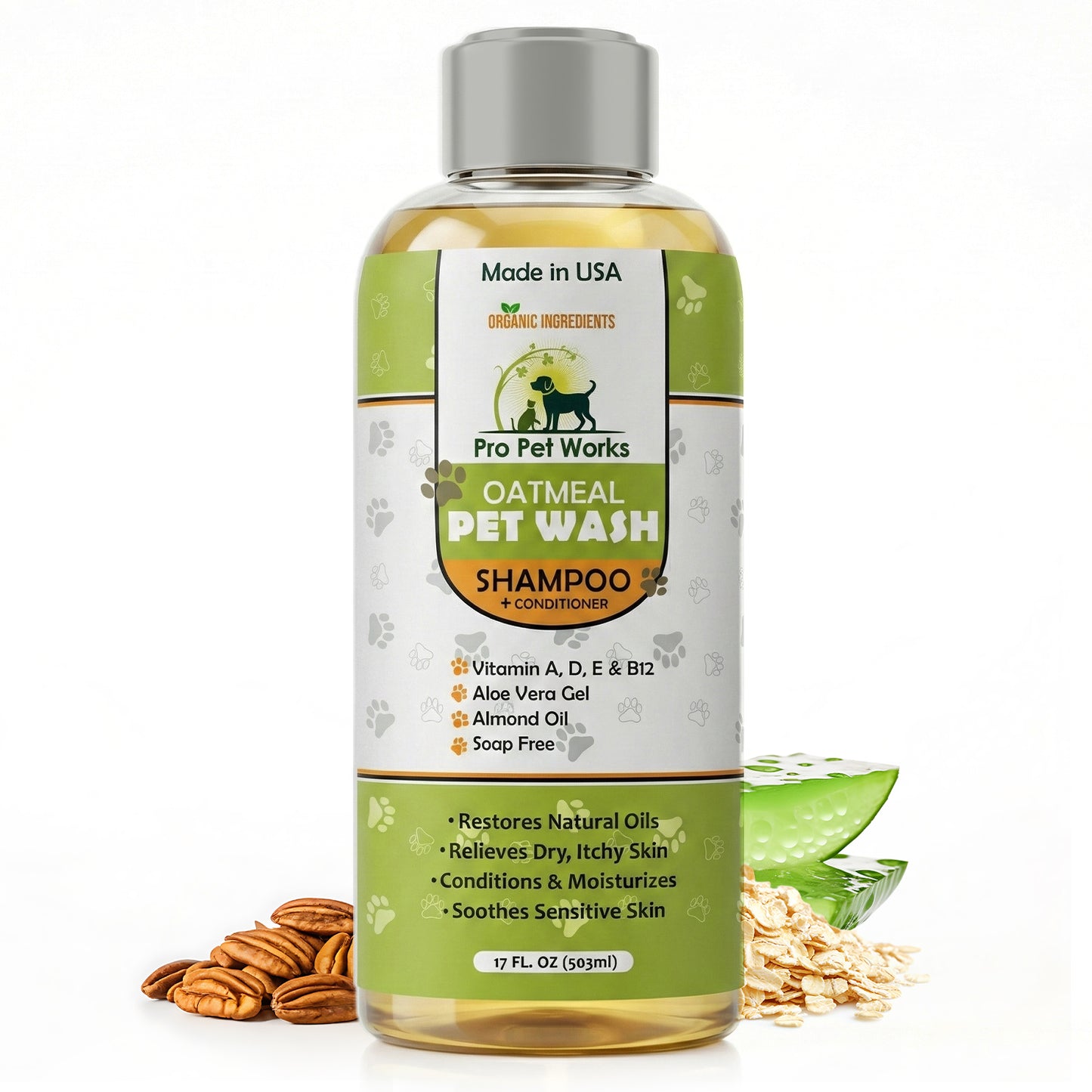 Pro Pet Works Natural, Organic Oatmeal 5 in 1 Shampoo+Conditioner For Dogs & Cats With Sensitive Skin(Antimicrobial & Antibacterial)