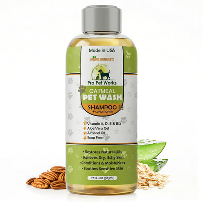 Pro Pet Works Natural, Organic Oatmeal 5 in 1 Shampoo+Conditioner For Dogs & Cats With Sensitive Skin(Antimicrobial & Antibacterial)
