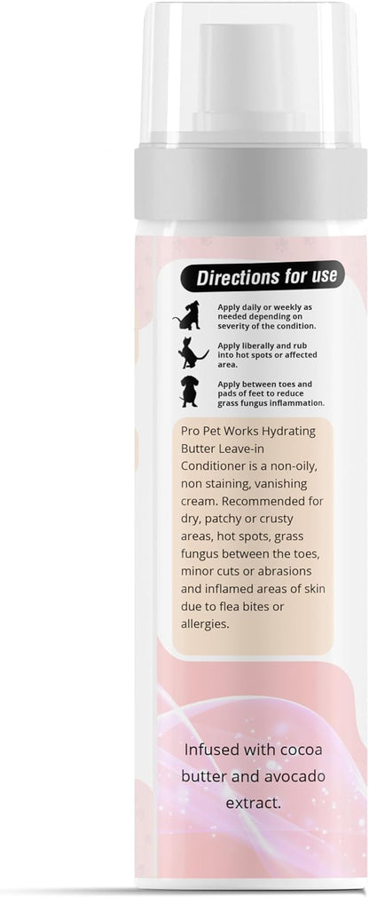 Pro Pet Works 5 in 1 Cocoa Butter Leave-in Dog Conditioner Lotion for Dogs & Cats-Hot Spot Cream/Balm for Allergies, dermatosis, Paw Fungus Or Itchy Skin-Heals Small Cuts & Abrasions[Made in USA]