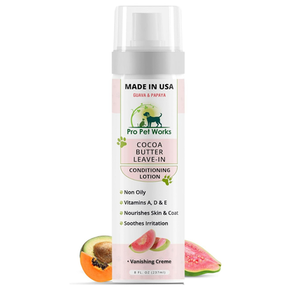 Pro Pet Works 5 in 1 Cocoa Butter Leave-in Dog Conditioner Lotion for Dogs & Cats-Hot Spot Cream/Balm for Allergies, dermatosis, Paw Fungus Or Itchy Skin-Heals Small Cuts & Abrasions[Made in USA]