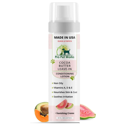 Pro Pet Works 5 in 1 Cocoa Butter Leave-in Dog Conditioner Lotion for Dogs & Cats-Hot Spot Cream/Balm for Allergies, dermatosis, Paw Fungus Or Itchy Skin-Heals Small Cuts & Abrasions[Made in USA]
